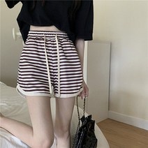 묘먀미 여성용 마린룩 스트라이프 밴딩 반바지 MMM370