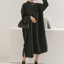 오키 여성용 왕 골지 반목 니트 원피스