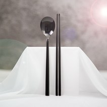 라온누리 리얼심플 수저 세트, 블랙, 숟가락 2p + 젓가락 2p