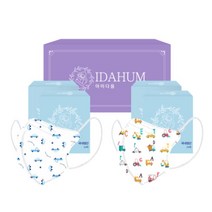 IDAHUM 캐릭터마스크 4~8세 남아 어린이용 2종 x 20p 세트, 20매입, 4개, 베이비카흰색, 알파벳자동차