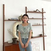 디바지페이즐 리본 반팔 블라우스 BL4052K15