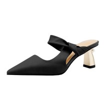 엘쏘 여성용 프리미엄 레더 스트랩 뮬 미들힐