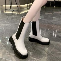 콤마슈 여성용 베이직 겨울 미들굽 워커 앵클 부츠 RB379