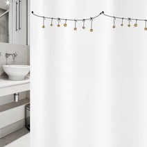 디자인수풀 빈티지 스타일 샤워 커튼 + 플라스틱 고리 12p + 커튼봉 풀세트