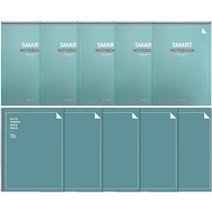 투영디자인 상철 스마트 유선노트 + 엘리트 스프링 유선노트, 피콕그린, 5세트