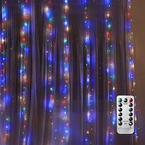 가온에이앤씨 LED 와이어 커튼조명 8모드 일반형 300구 3 x 3 m + usb 전원 + 리모컨, 멀티컬러(F4)