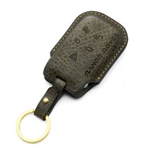 호즈 스마트키 랜드로버 레인지로버 디스커버리 차키 케이스 R02, 금색(가죽장식), 차콜그레이(가죽)