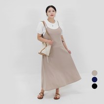 102102 여성용 빅사이즈 오버핏 레이어드 뷔스티에 롱 원피스