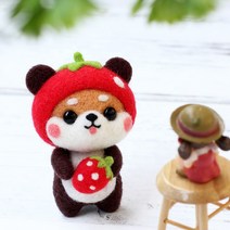 펫돌 양양이 니들펠트 인형 DIY 세트, 딸기곰 시바, 1세트