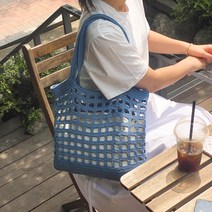 yarna 올리오 마켓 네트백 DIY 패키지, 723 더스티데님(백), 랜덤발송(코바늘), 1세트