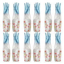 블럭마트 주방용품 밴드형 긴 고무장갑 양손 6종 세트, 대(L), 블루, 1세트
