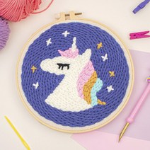 아트조이 DIY 펀치 니들 자수 + 4단 바늘 세트, 1세트, 꿈꾸는 유니콘