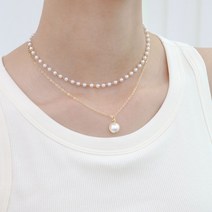 오플랑 여성용 라운드 펄 레이어드 목걸이 O35JN26
