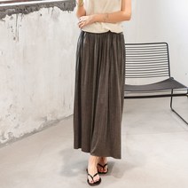 오버그로우 데일리 편안한 발목 롱 주름 치마