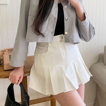 시크블랙 자르켄 밴딩 투버튼 스페셜 미니스커트 cpsk5321k32