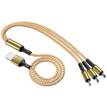 위드웍스 3 in 1 USB 3.5A 고속 멀티 충전케이블, 골드, 1.2m
