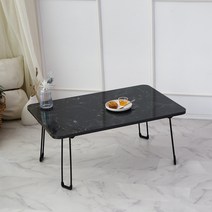 LPM 오브제 라운드 심플 접이식테이블 720 x 480 mm, 오리엔탈블랙