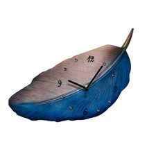 올라운더 북유럽 빈티지 나뭇잎 벽시계, 블루그레이