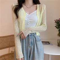 리나팩토리 여성용 원버튼 브이넥 슬림핏 니트 숏 가디건