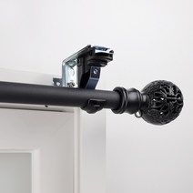 창안애 못없이 설치하는 커튼봉 안뚫어고리 세트 이지홀더 메탈 + 지구 커튼봉, 블랙