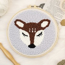 아트조이 DIY 펀치 니들 자수 + 4단 바늘 세트, 1세트, 꽃사슴