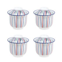 자왕무시 도자기 계란찜기 컵, 삼선줄, 4개