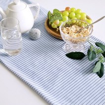 천팜 30수 선염면 티킹 스트라이프 패브릭 원단, no 664(블루 + 화이트)