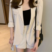 여성용 투피스 린넨 정장 수트 상하의 세트 UNC-41-2