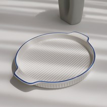 블룸엣홈 코발트 원형 접시 그릴팬 대, 1개, 화이트 + 블루