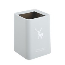 스타 모던스타일 심플 휴지통 12L, 그레이(휴지통), 화이트 사슴(로고), 1개