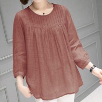 플레어 플리츠 린넨 튤립 임산부 긴소매 블라우스