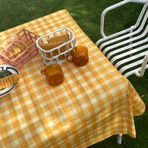 홈파티체크테이블커버 L, 옐로우, 150 x 150 cm