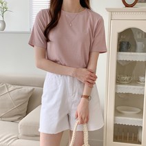 린다샵 여성용 뚜도미 무지 라운드 반팔 티셔츠 T9708K25