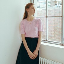 로라로라 여성용 HALF SLEEVE CABLE KNIT
