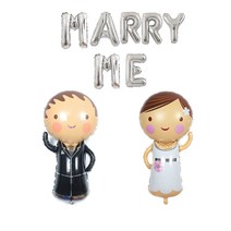 메리미 신랑 신부 프로포즈 풍선 세트, 실버, 1세트