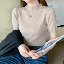 루나걸 여성용 뮤뮤 반목 반팔 니트