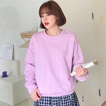 제이스타일 빅사이즈 케이라 자수 라벨 쭈리 맨투맨