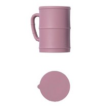 키친팩토리 실리콘 대나무 눈금컵 320ml + 뚜껑 세트, 핑크, 1세트