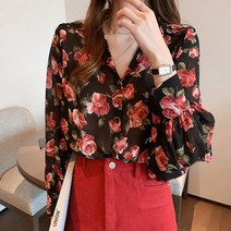 셀레네 여성용 플라워 포인트 블라우스