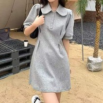 여성용 블랙 101 메이비 카라넥 핀턱 반팔 원피스 CH-2319250