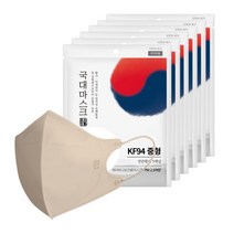 국대마스크 KF94 귀끈 롱 2D 새부리 중형 KF94 황사 방역 마스크, 5개입, 6개, 연한황색