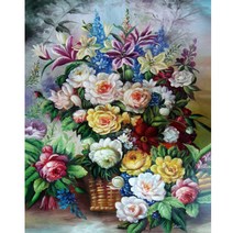 알로데 모란 꽃 식물 화병 DIY 보석십자수 라운드 30 x 40 cm, 08, 1개