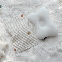 달콤베이비 양면 매쉬 짱구베개 + 곰도리 자수 줄누빔 베개 땀패드 세트, 혼합색상