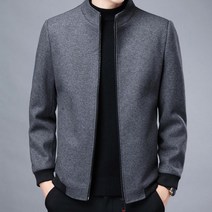 남성용 모직 스탠드 칼라 숏 재킷