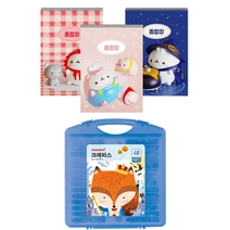 모나미 몰랑이 종합장 3종 + 크레파스 남아 48색 세트, 랜덤발송(종합장), 1세트