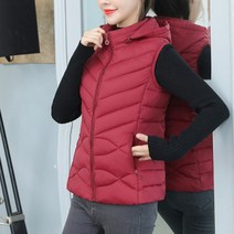 셀레네 여성용 슬림라인 후드 조끼 패딩