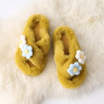 단골언니 여성용 앨리스 꽃장식 털 슬리퍼