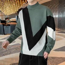 남성용 마켓A 빅 브이 반폴라 니트