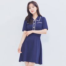 로엠 카라배색 니트 원피스