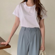 린다샵 여성용 차카디 무지 실켓 반팔 티셔츠 T9707K25